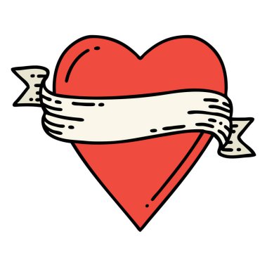 kalp ve bayrak şeklinde geleneksel bir dövme.