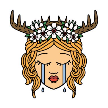 Retro Dövme Tarzı Ağlayan İnsan Druid