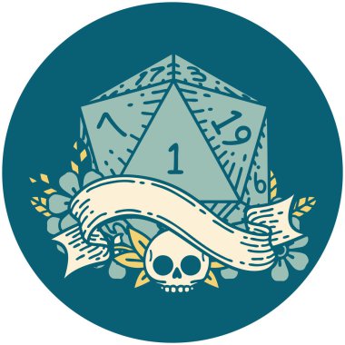 Retro Dövme Biçimi Doğal bir d20 zar atma