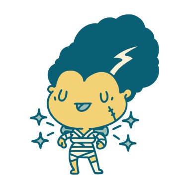 Geleneksel dövme stili zombi gelin karakteri.