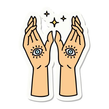 Geleneksel mistik eller stiliyle dövme çıkartması