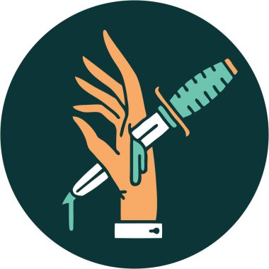 Elinde hançer resmi olan ikonik dövme.