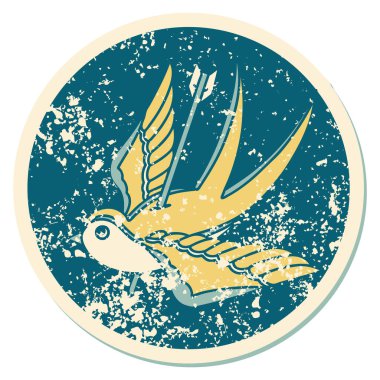 ok ile delinmiş bir kırlangıcın sembolik dövmeli görüntüsü