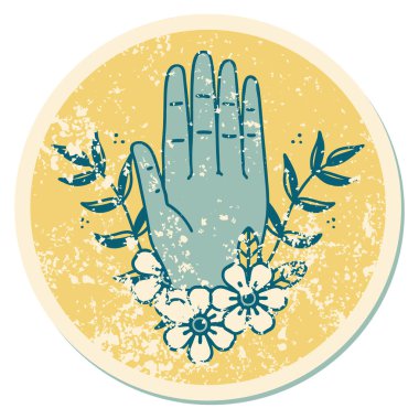 Bir el ve çiçeğin sembolik dövmeli görüntüsü