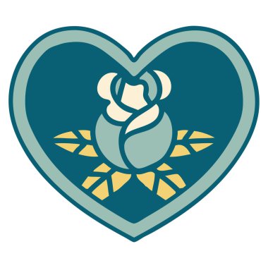 Bir kalp ve çiçeğin ikonik dövme görüntüsü