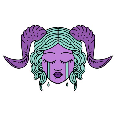 Retro Dövme Biçimi ağlama kiremit karakter yüzü