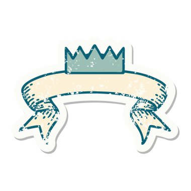 Taçlı eski bir çıkartma.