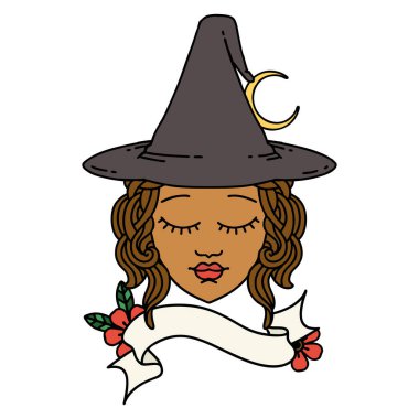 Retro Dövme Tarzı İnsan Cadı Yüzü