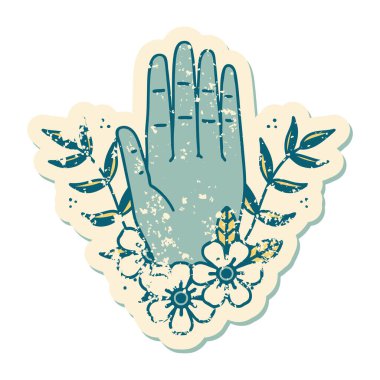 Bir el ve çiçeğin sembolik dövmeli görüntüsü