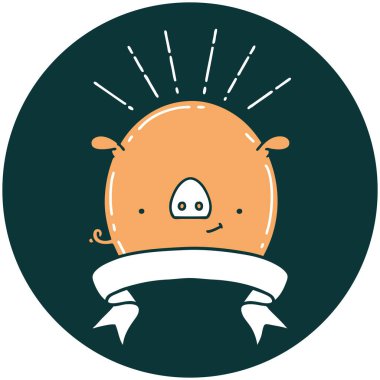 Dövme stili bir domuz karakteri simgesi