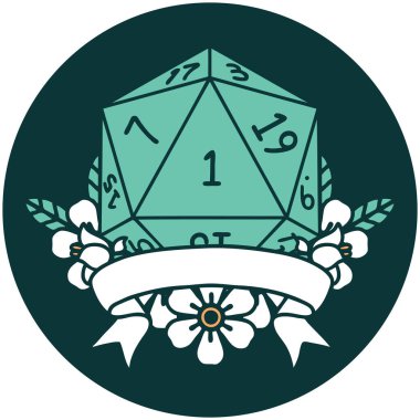 Doğal bir d20 zar atma simgesi