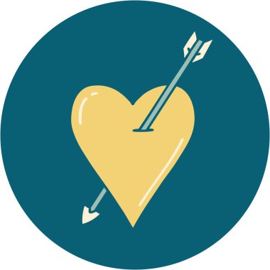 ok ve kalbin ikonik dövme görüntüsü