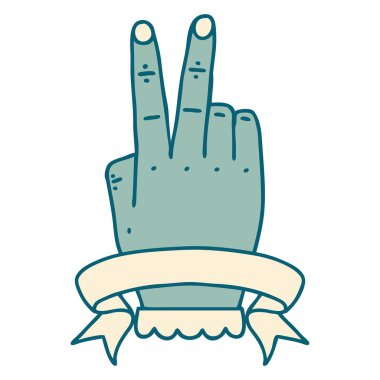 Retro Dövme Tarzı Zafer bayrak ile el hareketi