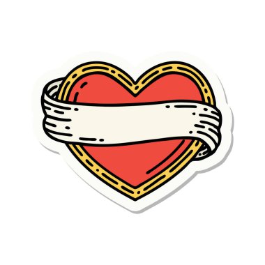 Geleneksel kalp ve bayrak stiliyle dövme çıkartması