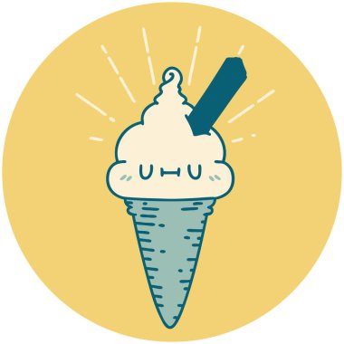 Dövme stili dondurma karakterinin simgesi