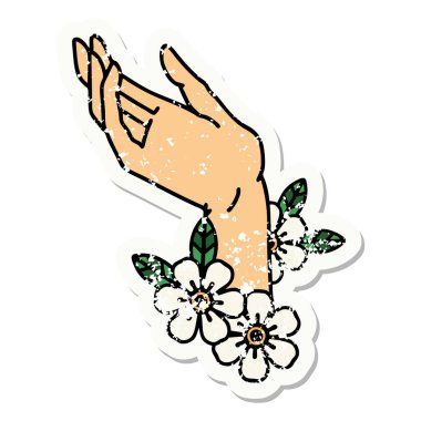 Geleneksel bir el stili yapıştırmalı dövme.