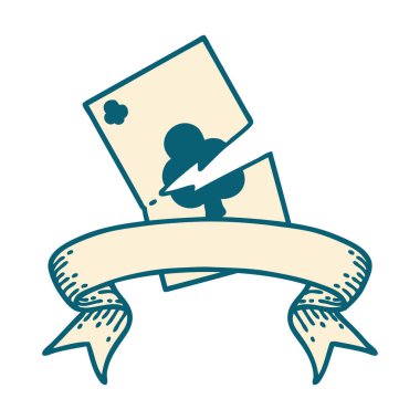 Yırtık kart pankartıyla geleneksel dövme