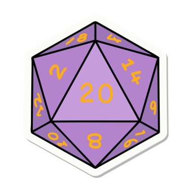 Doğal bir 20 D20 zar atmanın çıkartması.