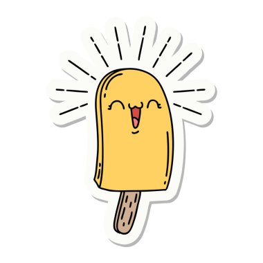 Dövme stili buz lolipopu çıkartması.