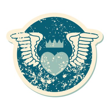 Kanatlı bir kalbin sembolik dövmesi.