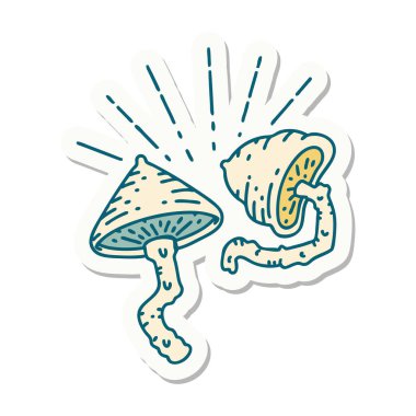 Dövme stili mantar çıkartması.