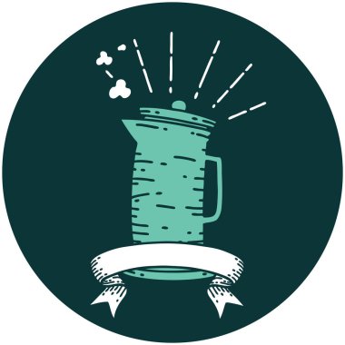 Dövme stili kahve sürahisinin simgesi