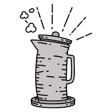 Geleneksel dövme stili kahve sürahisi.