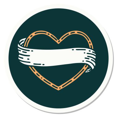 Geleneksel kalp ve bayrak stiliyle dövme çıkartması