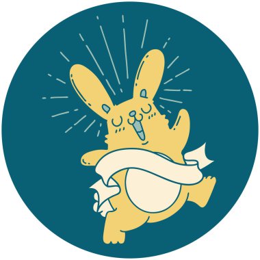 Zıplayan tavşan dövmesi ikonu