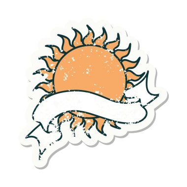 Güneş bayrağı taşıyan eski bir etiket.