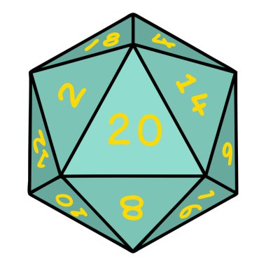 Retro Dövme Biçimi Doğal 20 D20 zar atma