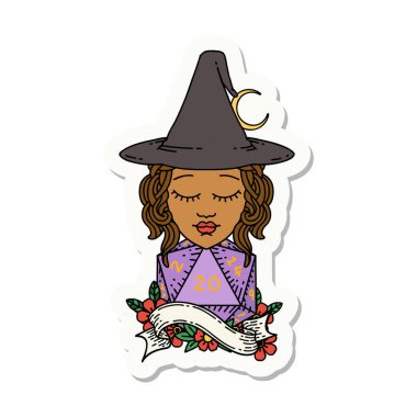 Doğal 20 D20 zarlı bir büyücünün çıkartması.