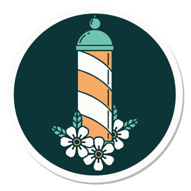 Geleneksel stil bir berber direği dövmesi.