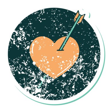 ok ve kalbin sembolik depresif dövme görüntüsü