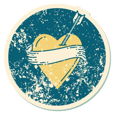 ok kalbi ve pankartın sembolik dövmeli görüntüsü