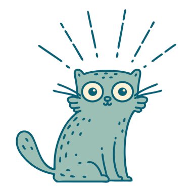 Geleneksel dövme tarzının bir örneği. Şaşırtıcı kedi.