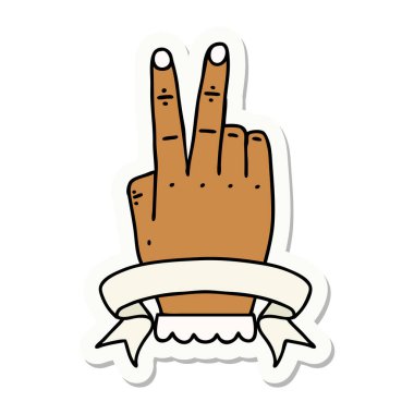 Zafer ve el hareketi etiketi.