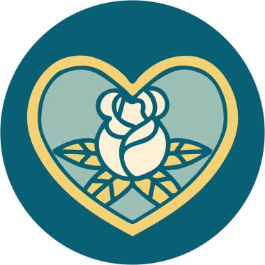 Bir kalp ve çiçeğin ikonik dövme görüntüsü