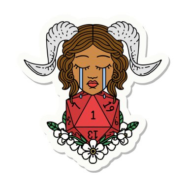 Ağlama etiketi. Doğal bir D20 zar atışıyla bağlanmış.