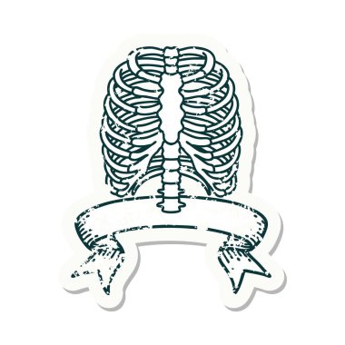 Üzerinde göğüs kafesi pankartı olan eski bir etiket.