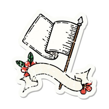 Üzerinde beyaz bayrak olan eski bir etiket.