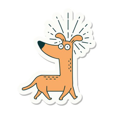 Dövme stili süpriz köpek çıkartması.