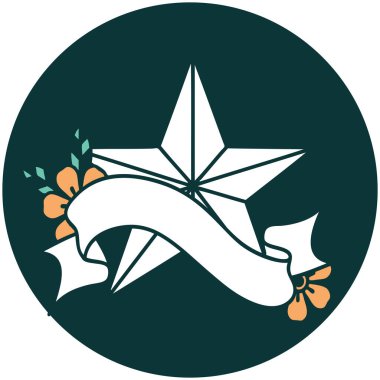 bir yıldız sancağına sahip dövme biçimi simgesi