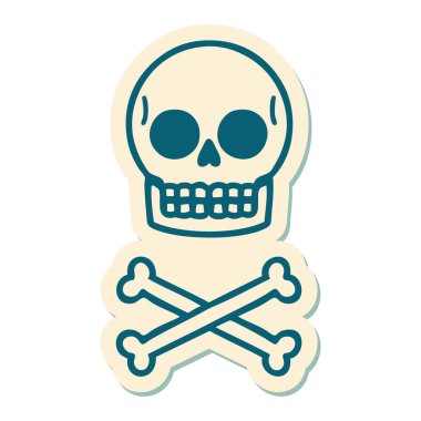 Geleneksel bir kafatası stili dövme çıkartması