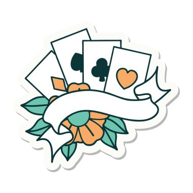 Geleneksel kart ve pankart stili dövme etiketi