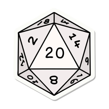 Doğal bir 20 D20 zar atmanın çıkartması.
