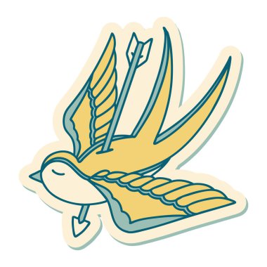 Okun deldiği bir kırlangıç dövmesi.