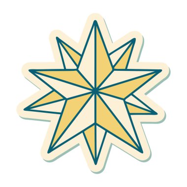 Geleneksel bir yıldız stiliyle dövme çıkartması