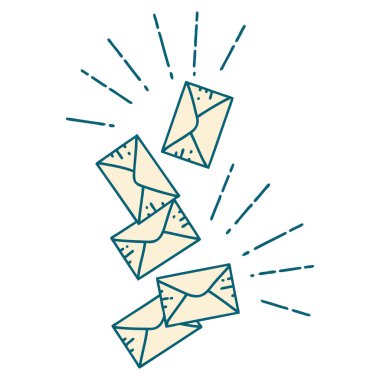 Geleneksel dövme stili düşen harflerin çizimi