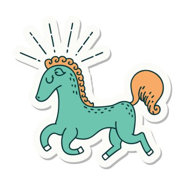 Dövme stili havalı bir aygır çıkartması.